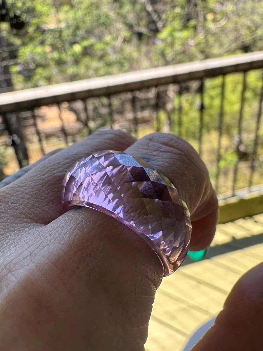 Stunning Swarovski Glass Faceted Pink Dome Ring size 8